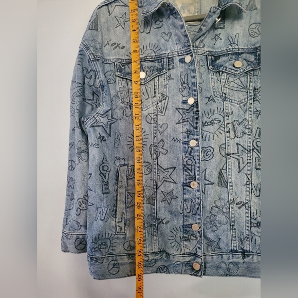 MICHAEL Michael Kors Graffiti Print Denim Jacket 100% Cotton S Oversized - Picture 5 of 7